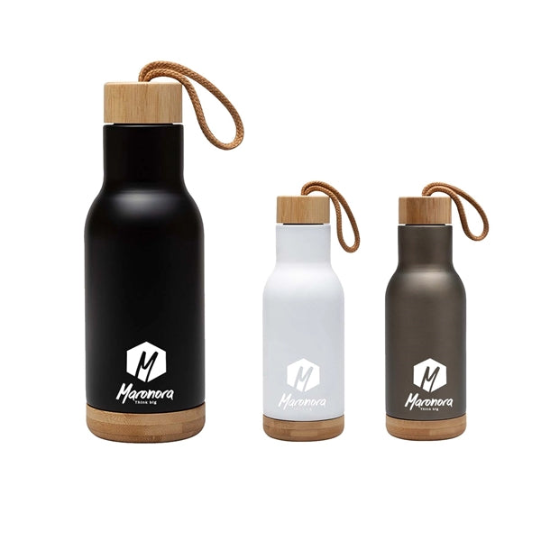 17 oz. tainless Steel Water Bottle With Bamboo LId