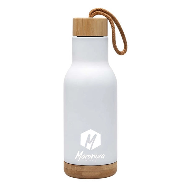 17 oz. tainless Steel Water Bottle With Bamboo LId