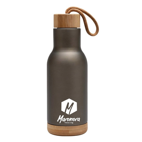 17 oz. tainless Steel Water Bottle With Bamboo LId