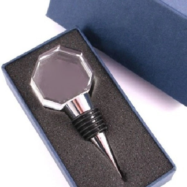 3D Engraved Crystal Wine Stopper - Octagon