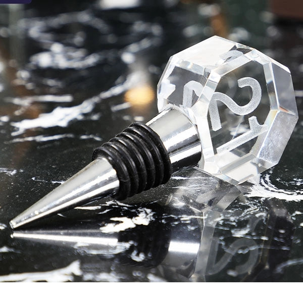 3D Engraved Crystal Wine Stopper - Octagon