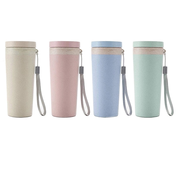 Double Wheat Straw Cup With Lid