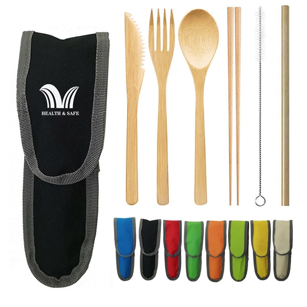 6 Pcs Bamboo Cutlery Set