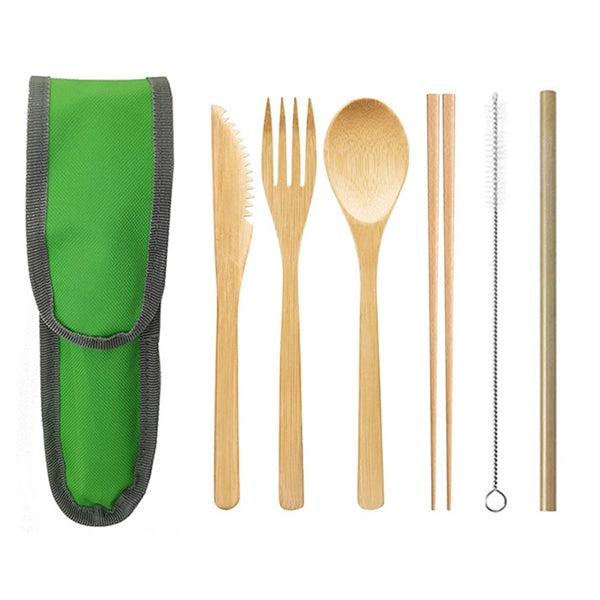 6 Pcs Bamboo Cutlery Set