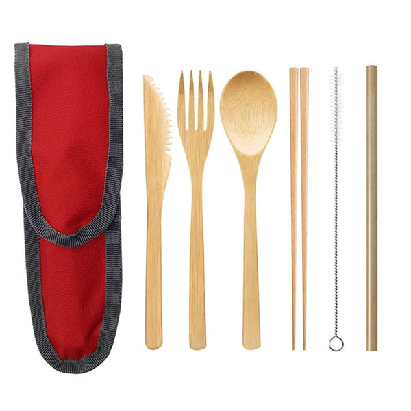 6 Pcs Bamboo Cutlery Set