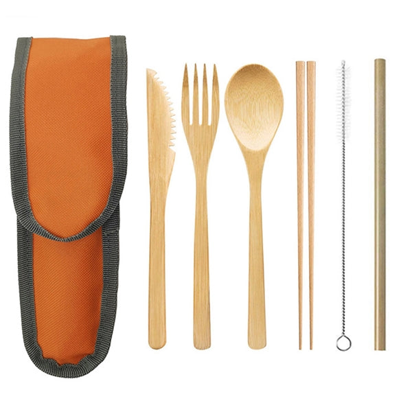 6 Pcs Bamboo Cutlery Set