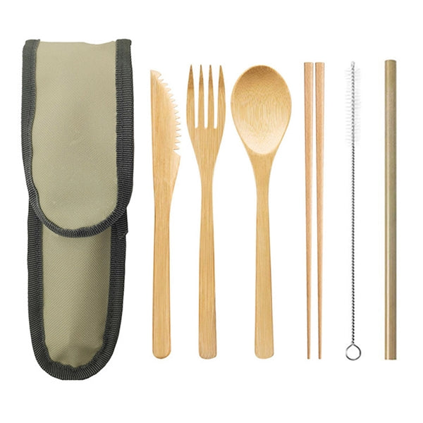 6 Pcs Bamboo Cutlery Set