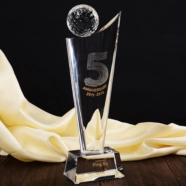 Crystal Golf Ball Trophy Award