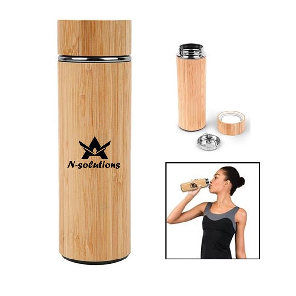 16 OZ Vacuum Sealed Eco Bamboo Bottle