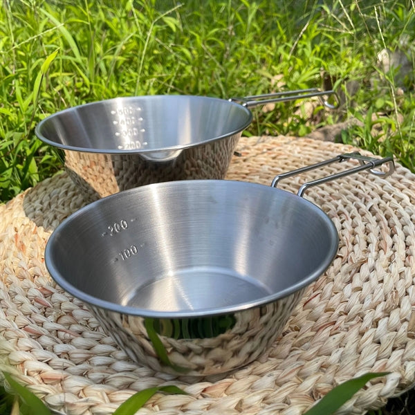 Outdoor stainless steel folding bowl