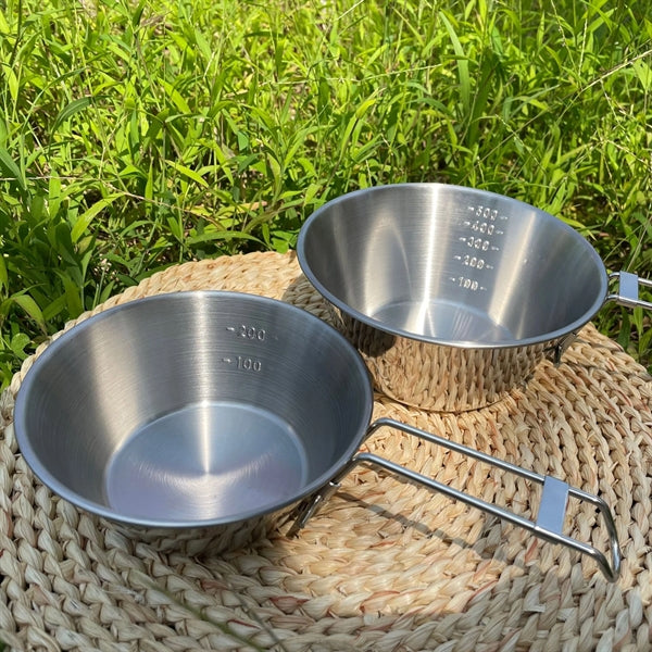 Outdoor stainless steel folding bowl