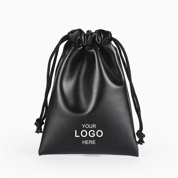 PU Leather Pouches Drawstring Bag
