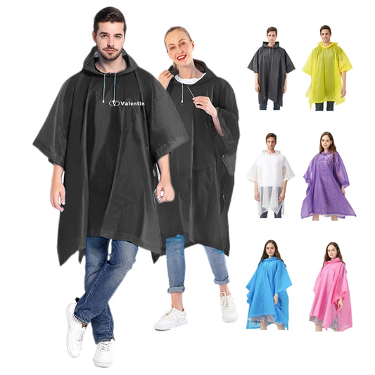 Adults Rain Poncho With Drawstring Hood