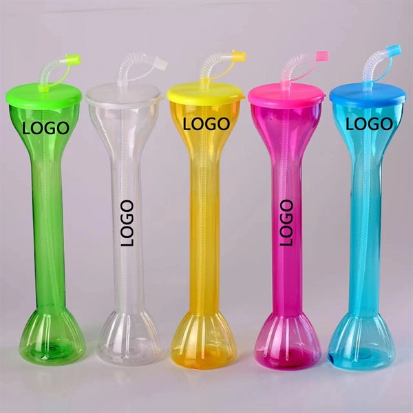 Plastic Yard Cup with Lid and Straw