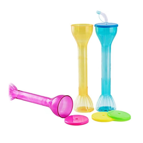 Plastic Yard Cup with Lid and Straw