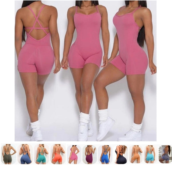 Women Sleeveless Short Sports Bodysuit