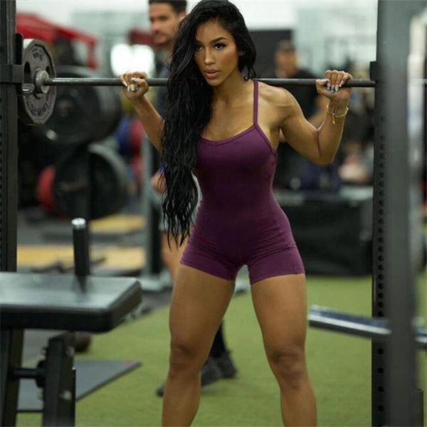 Women Sleeveless Short Sports Bodysuit