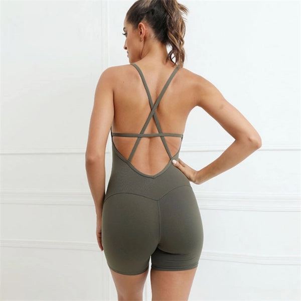 Women Sleeveless Short Sports Bodysuit