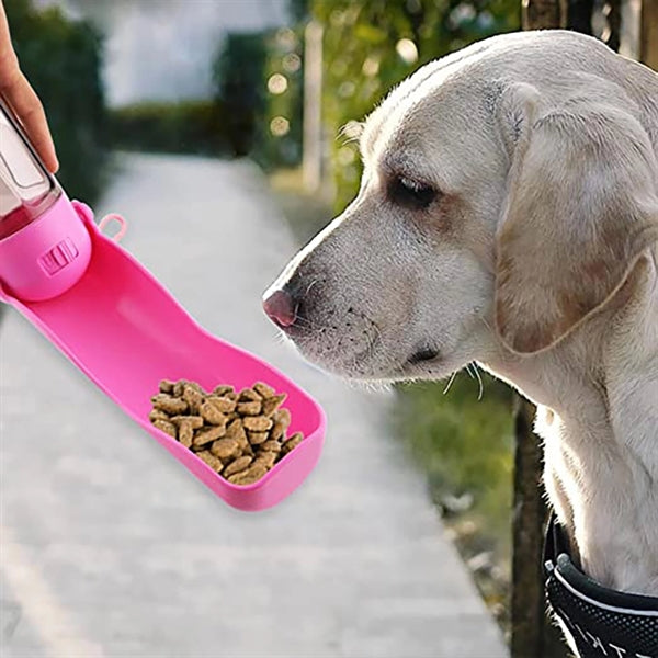 Dog Travel Water Bottle with Food Container