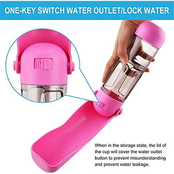 Dog Travel Water Bottle with Food Container