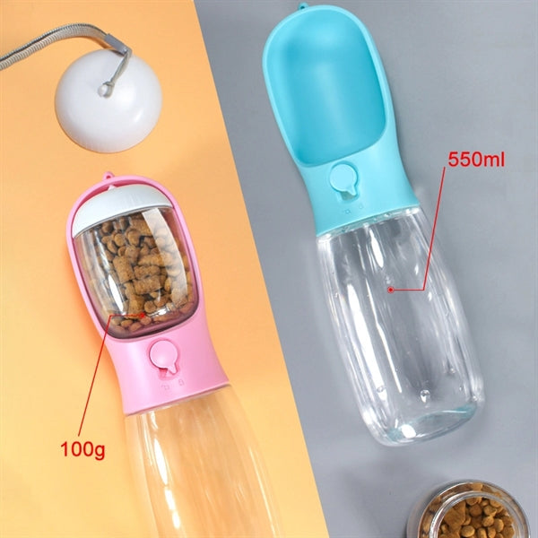 Dog Water Bottle with Food Container