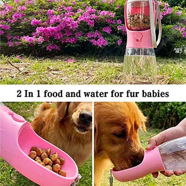 Dog Water Bottle with Food Container