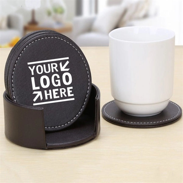 Leather Drink Coasters Round Cup Mat