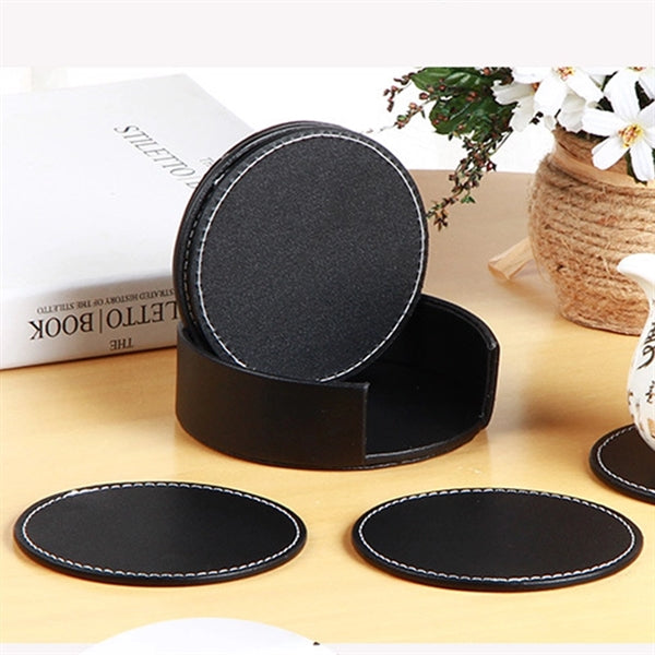 Leather Drink Coasters Round Cup Mat