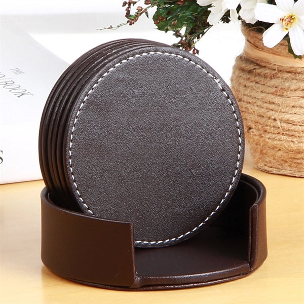 Leather Drink Coasters Round Cup Mat