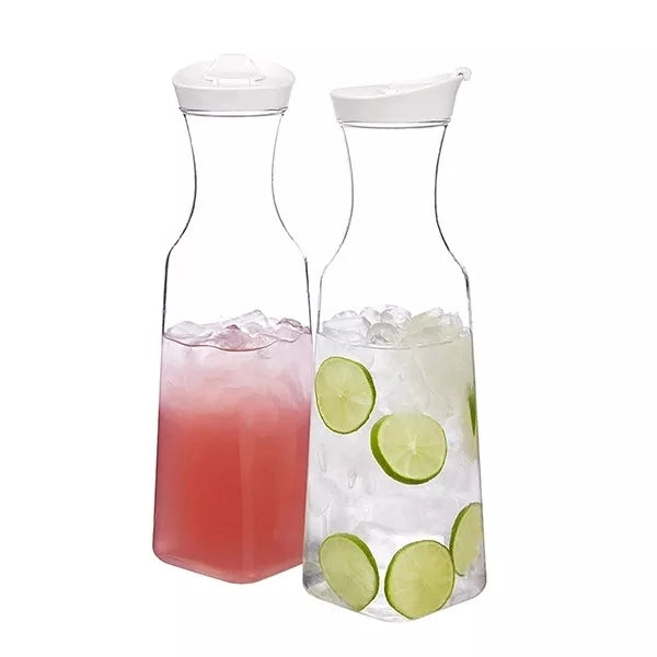 50oz Plastic Square Base Beverage Carafes wih Flip Lids