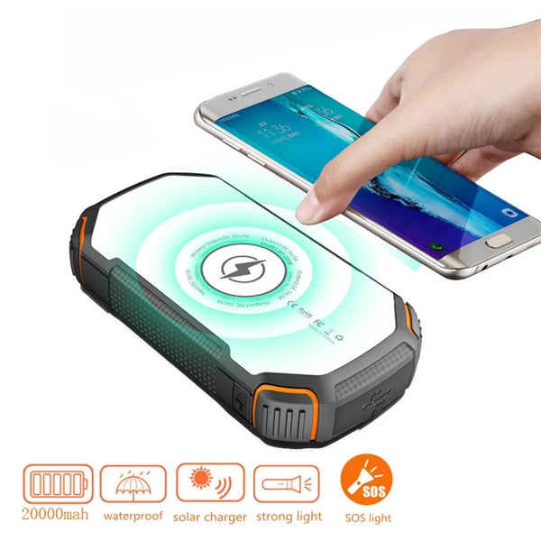 Solar power banks 20000mAh Led Light wireless charger