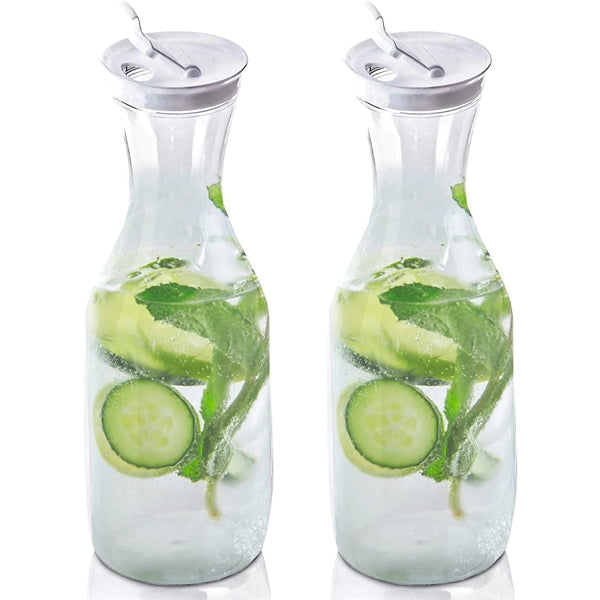 50oz Plastic Water Carafes Bottles Pitcher with Flip Top Lid