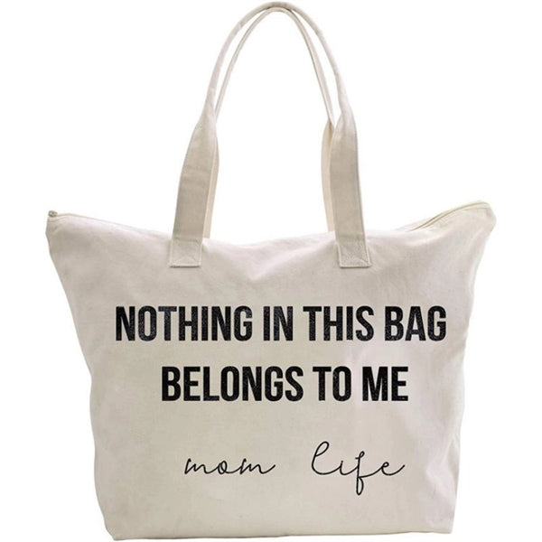 Large Canvas Bag With Zipper And Pocket