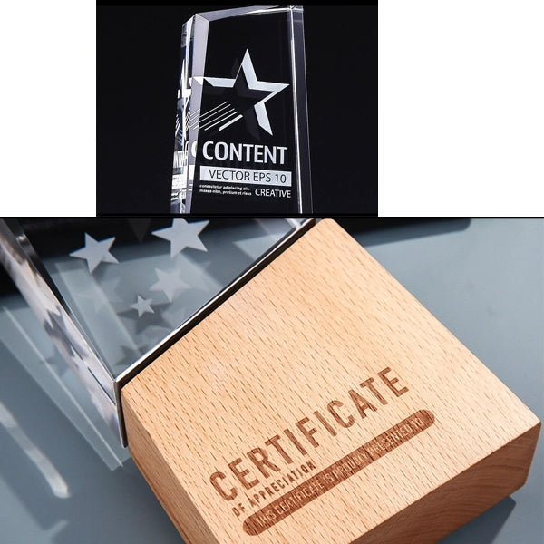 Wood Base Crystal Trophy