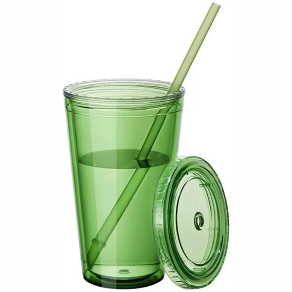 16 Oz. double wall insulated Cup With Straw and Lid