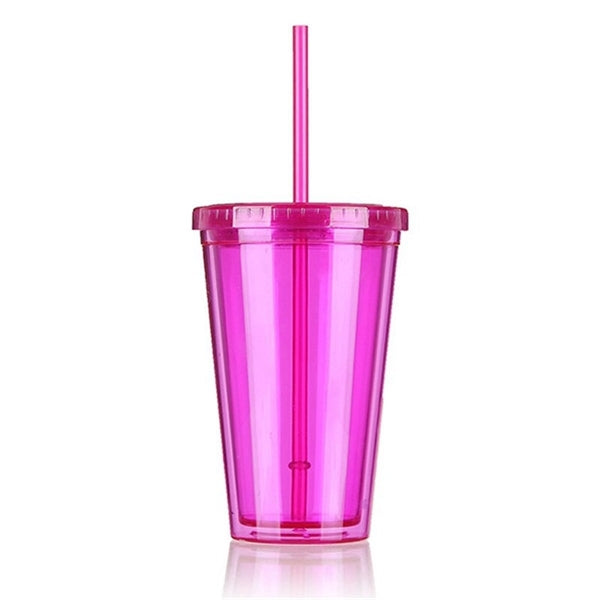 16 Oz. double wall insulated Cup With Straw and Lid