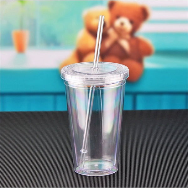 16 Oz. double wall insulated Cup With Straw and Lid