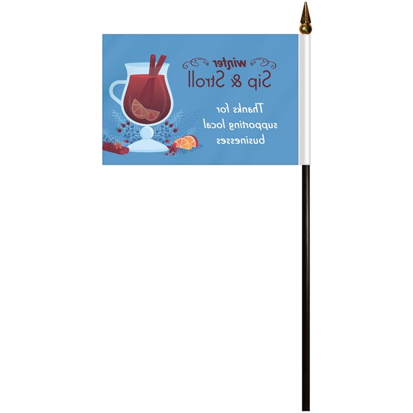 4" x 6" Single Reverse Polyester Stick Flags