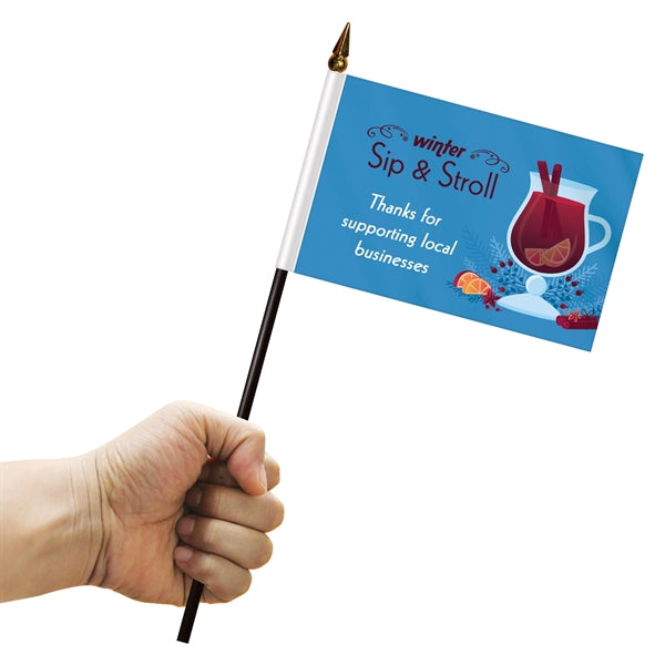 4" x 6" Single Reverse Polyester Stick Flags