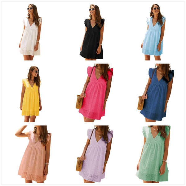 Women's Plain Floral Summer Lace Party Shift Dress