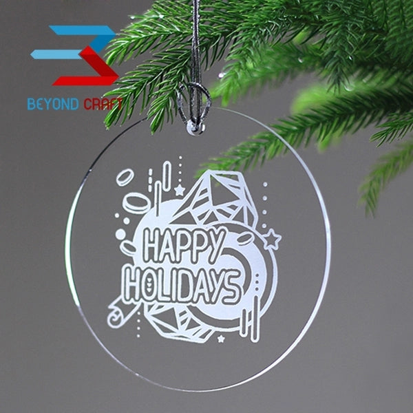 Round Glass Engraving Flat Ornament For Holida