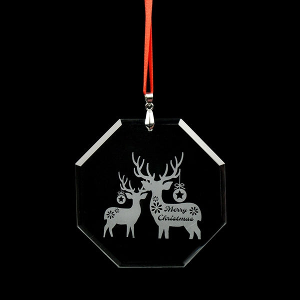 Round Glass Engraving Flat Ornament For Holida
