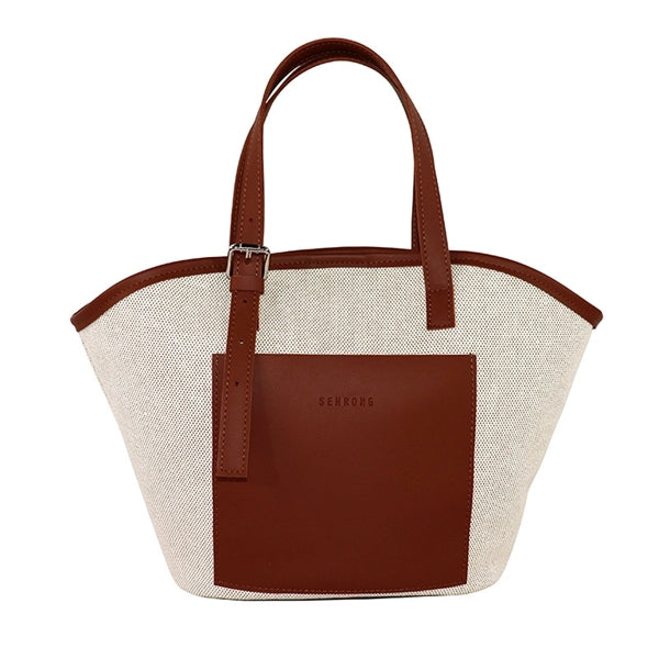 Spliced PU Vegetable Basket Tote Bag