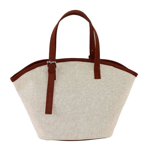 Spliced PU Vegetable Basket Tote Bag