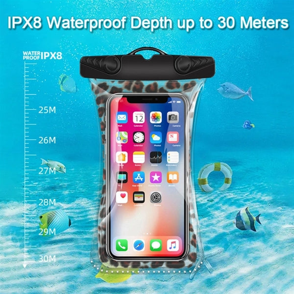 Floating Airbag Waterproof Phone Pouch IPX8 Leopard Dry Bags
