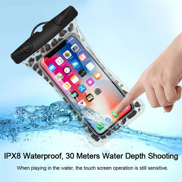 Floating Airbag Waterproof Phone Pouch IPX8 Leopard Dry Bags