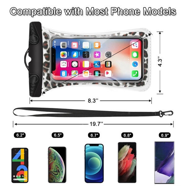 Floating Airbag Waterproof Phone Pouch IPX8 Leopard Dry Bags