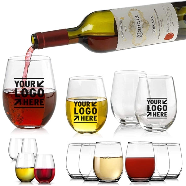 Printed12oz Stemless White Red Wine Glass