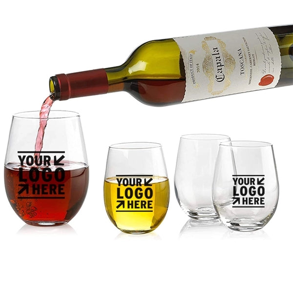 Printed12oz Stemless White Red Wine Glass