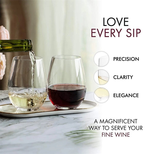 Printed12oz Stemless White Red Wine Glass
